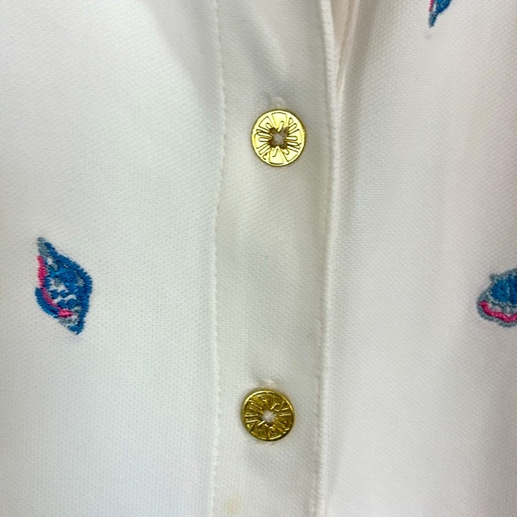 Lilly Pulitzer Frida Polo UPF50 Gone Shellin Embroidered Golf Top Size Large NWT - Picture 6 of 8
